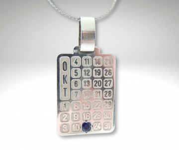 17 oktober saffier zilver kalender hanger ketting pr 2