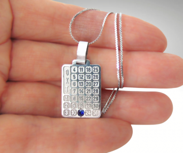 17 oktober saffier zilver kalender hanger ketting pr 5