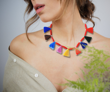 Afrikaanse trade beads gesmolten glas kleurrijk ketting op dame