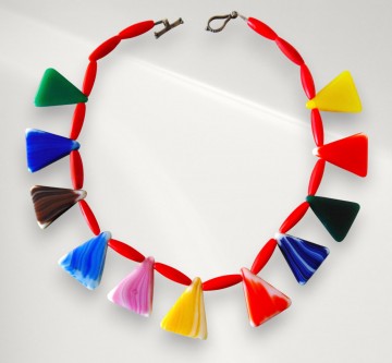 Afrikaanse trade beads gesmolten glas kleurrijk ketting pr 2 1