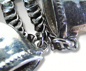 Antiek zilver zware boot laarzen breidoppen hanger pr 1