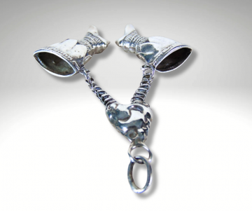 Antiek zilver zware boot laarzen breidoppen hanger pr 2