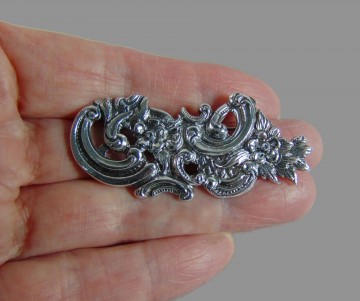Antieke lange zilveren bloemen bogen broche veranderd pluimpje rechts 5