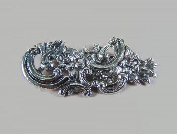 Antieke lange zilveren bloemen bogen broche veranderd pluimpje rechts 6