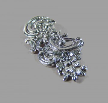 Antieke lange zilveren bloemen bogen broche veranderd pluimpje rechts 8