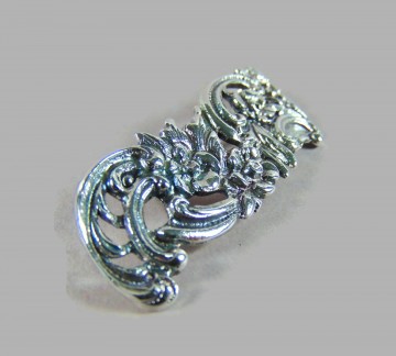 Antieke lange zilveren bloemen bogen broche veranderd pluimpje rechts boven 7