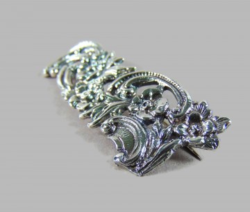 Antieke lange zilveren bloemen bogen broche veranderd pluimpje rechts boven 8