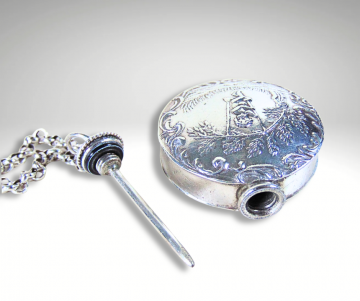 Antieke sterling zilver cupido schommel repousse parfumfles hanger lange pr 3