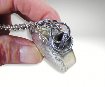Antieke sterling zilver cupido schommel repousse parfumfles hanger lange pr 5