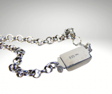 Antieke sterling zilver cupido schommel repousse parfumfles hanger lange pr 6