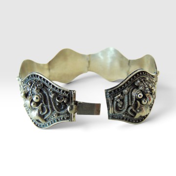 Antieke zilveren chinese draak maskers paneel armband pr 1