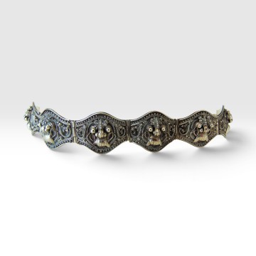 Antieke zilveren chinese draak maskers paneel armband pr 4