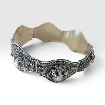 Antieke zilveren chinese draak maskers paneel armband pr 5