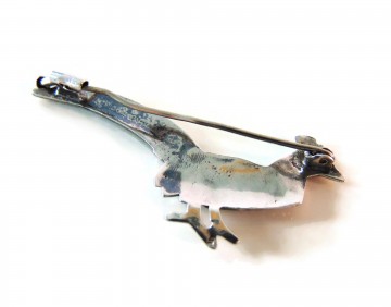 Antieke zilveren fazant of pauw broche markasiet 5