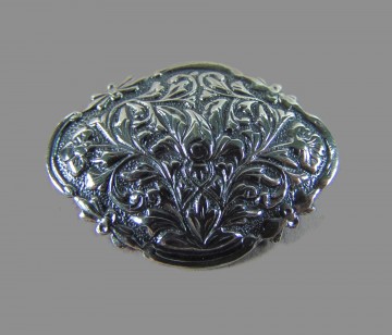 Antieke zilveren ovale ruitvorm art nouveau dichte broche 2