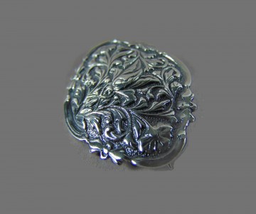 Antieke zilveren ovale ruitvorm art nouveau dichte broche 4