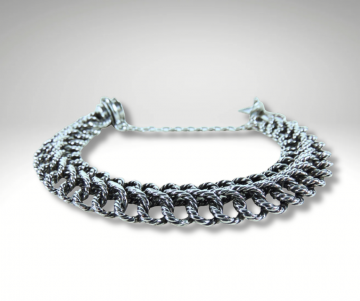 Aparte brede zilveren chainmaille schakel armband pr 1