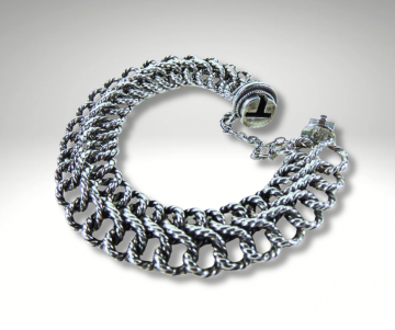 Aparte brede zilveren chainmaille schakel armband pr