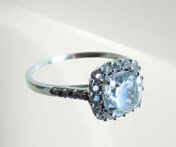 Aquamarijn en spinel entourage ring zilver pr 1