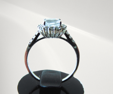 Aquamarijn en spinel entourage ring zilver pr 3