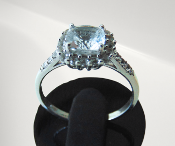 Aquamarijn en spinel entourage ring zilver pr 5