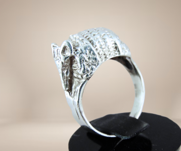 Armadillo 3d zilveren ring beige achtergrond 5