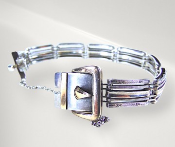 Art deco schakel sweetheart bracelet 800 zilver rose goud pr 4