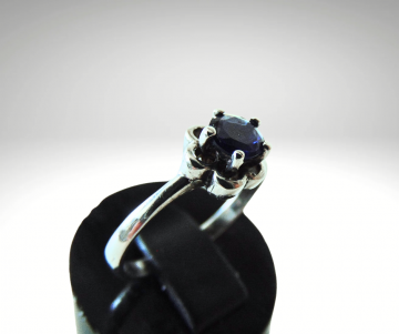 Art deco zilver faux saffier ring pr 1