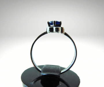 Art deco zilver faux saffier ring pr 2