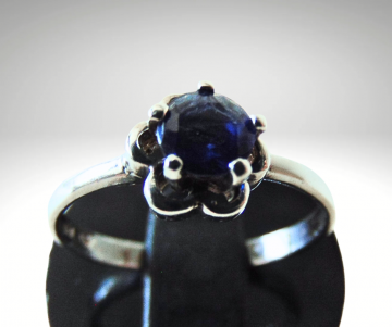 Art deco zilver faux saffier ring pr 3