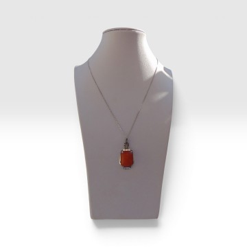 Art deco zilver markasiet amber hanger ketting pr 5