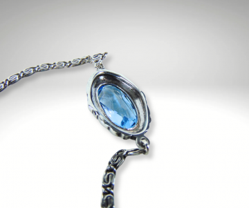 Art deco zilveren armband met blauwe paste facet steen pr 2