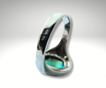 Art deco zilveren modernist ring blauwgroen parelmoer pr 2