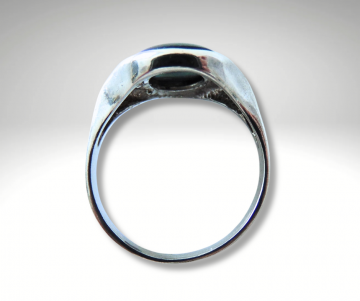 Art deco zilveren modernist ring blauwgroen parelmoer pr 3