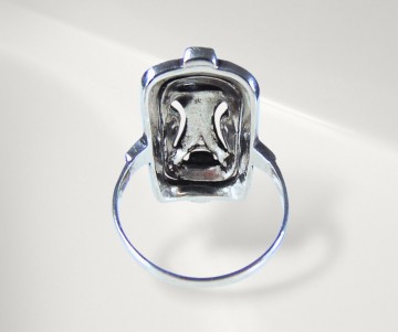 Art deco zilveren rechthoek markasiet ring pr 1