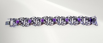 Art nouveau antiek zilveren amethist brede armband pr 2