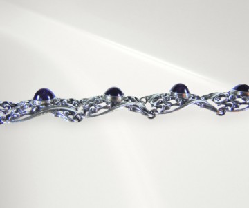 Art nouveau antiek zilveren amethist brede armband pr 4
