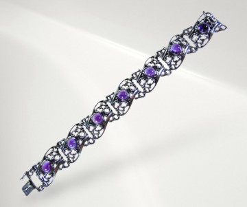 Art nouveau antiek zilveren amethist brede armband pr 6
