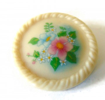 Avon porselein ronde broche bloemetjes 2