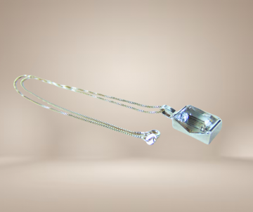 Bengt hallberg beh zweeds modernistische rechthoek zilver bergkristal hanger ketting beige achtergrond 5