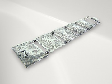 Brede antiek zilveren opengewerkte paneel armband pr 2