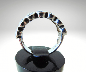 Brede dubbele rondjes zirkonia ring zilver pr 1