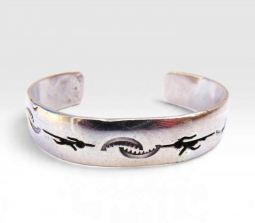 Brede navajo hopi zilver overlay roadrunner armband pr 2