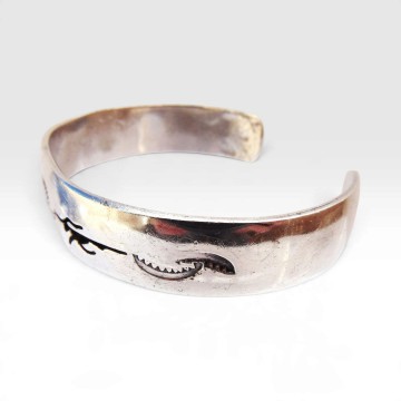 Brede navajo hopi zilver overlay roadrunner armband pr 3