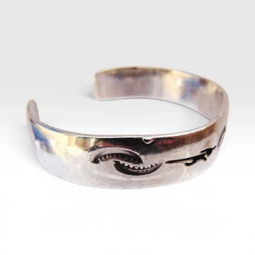 Brede navajo hopi zilver overlay roadrunner armband pr 4