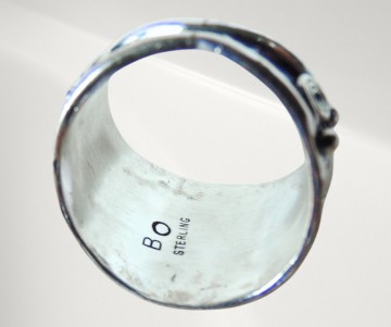 Brede oude navajo native american blad krul turquoise koraal ring pr  9