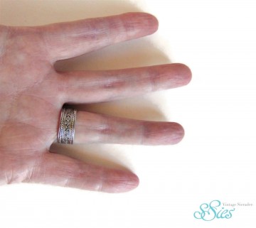 Brede zilver bandring bloempjes markasiet 4