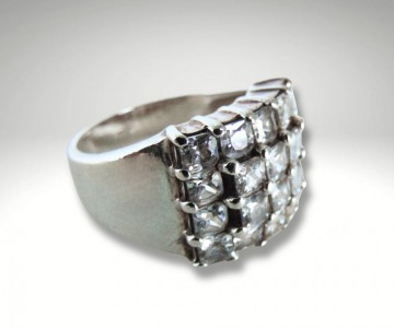 Brede zilveren ring pave vierkant zirkonia pr 1