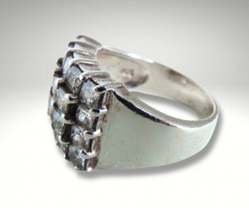 Brede zilveren ring pave vierkant zirkonia pr 2