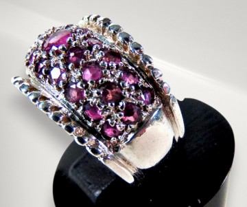 Brede zware zilveren band ring pave robijn pr 1
